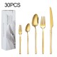 30pcs Gold Stainless Steel  Cutlery Set Flatware Tableware Utensil Dinnerware 